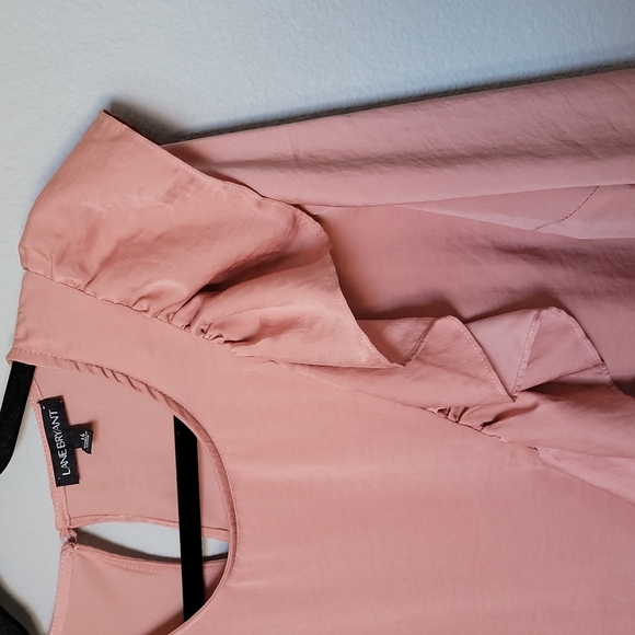 Lane Bryant Girly Pastel Ruffle Peach Blouse size 16 - Picture 4 of 10